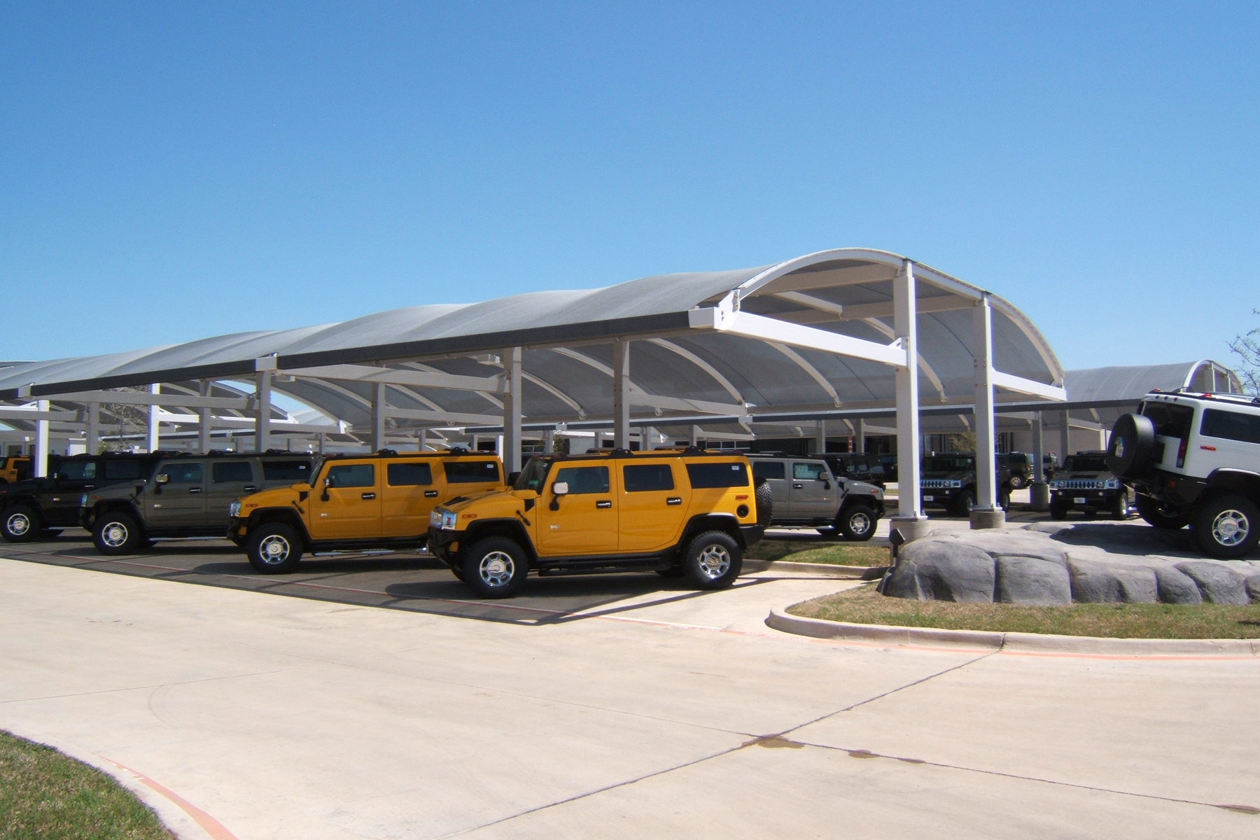 classic cantilever shade covering hummers