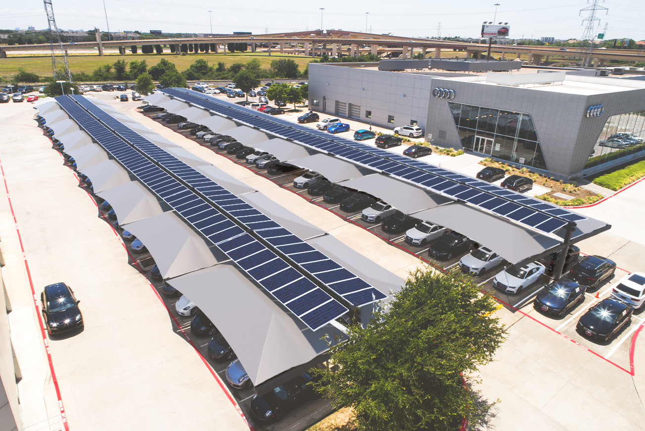 shade structure with solar panels