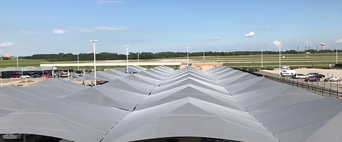 top of covered parking lot at avis budget