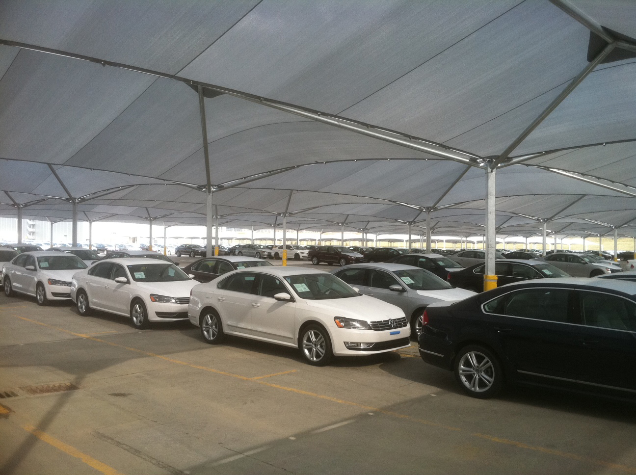 shaded car lot