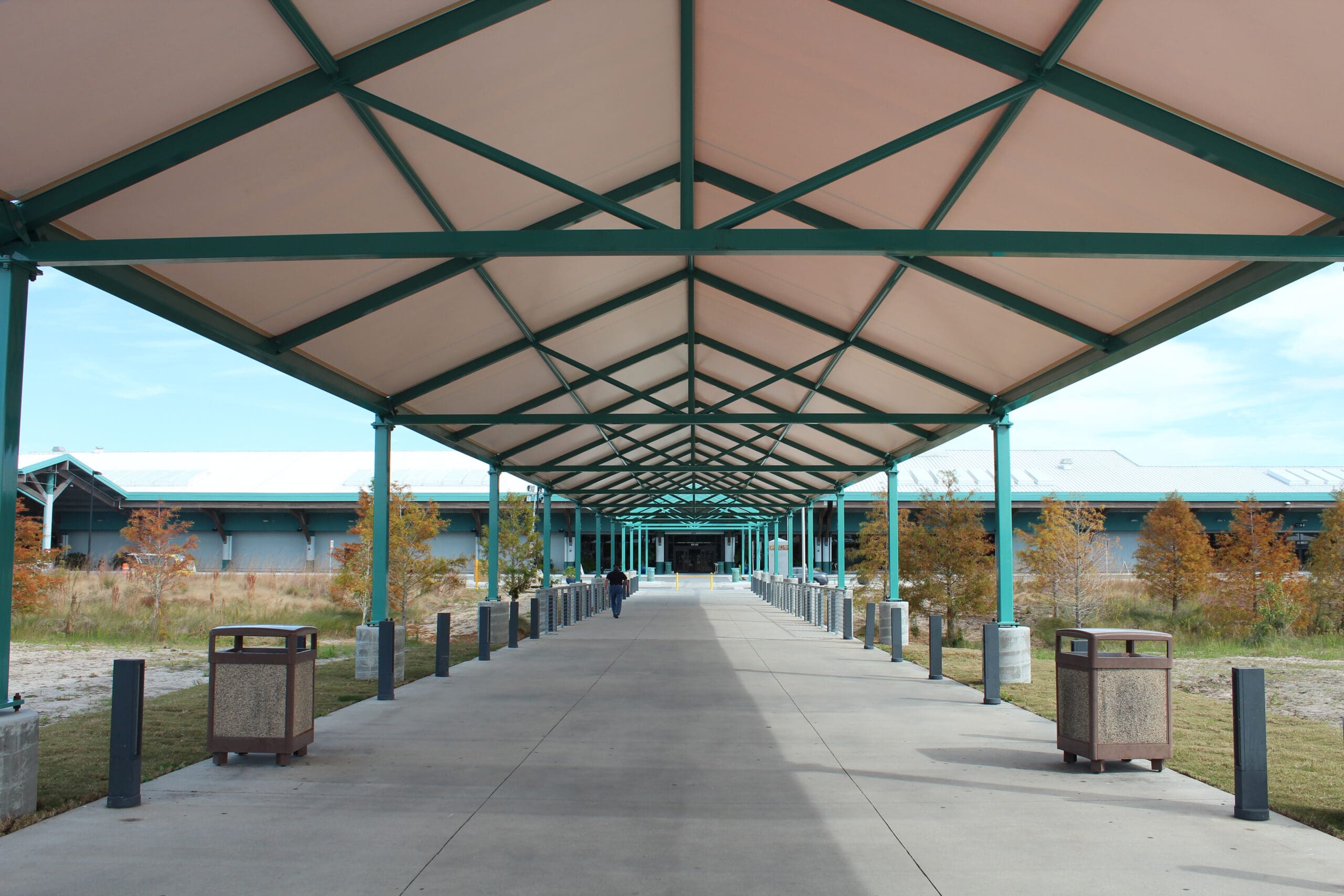 Zenith covered walkway leading to airport terminal