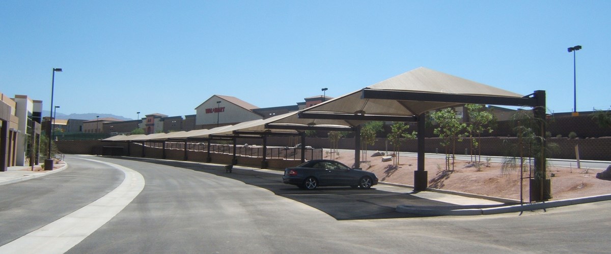 covered parking at shopping center