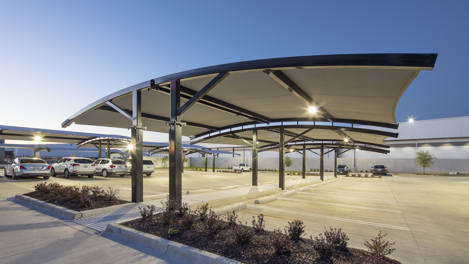 shaded parking at airport lot