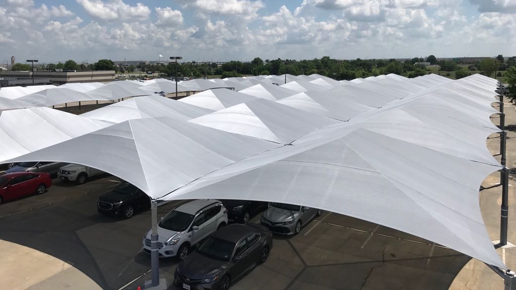 shade covering for rental car intake lot